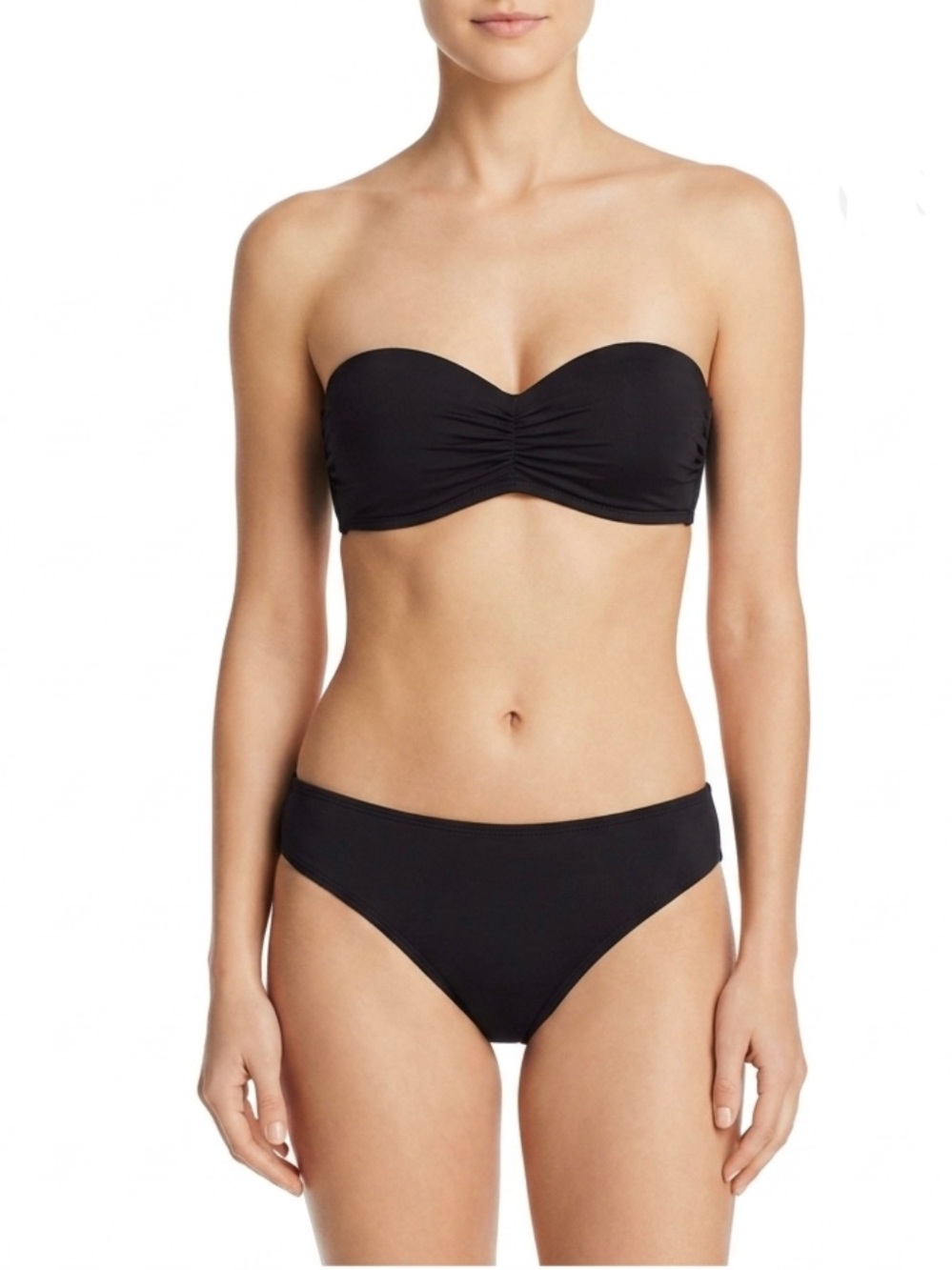 PERRY ELLIS Bikini Swim Suit Black Bandeau Strappy Back XS Extra Small EUC